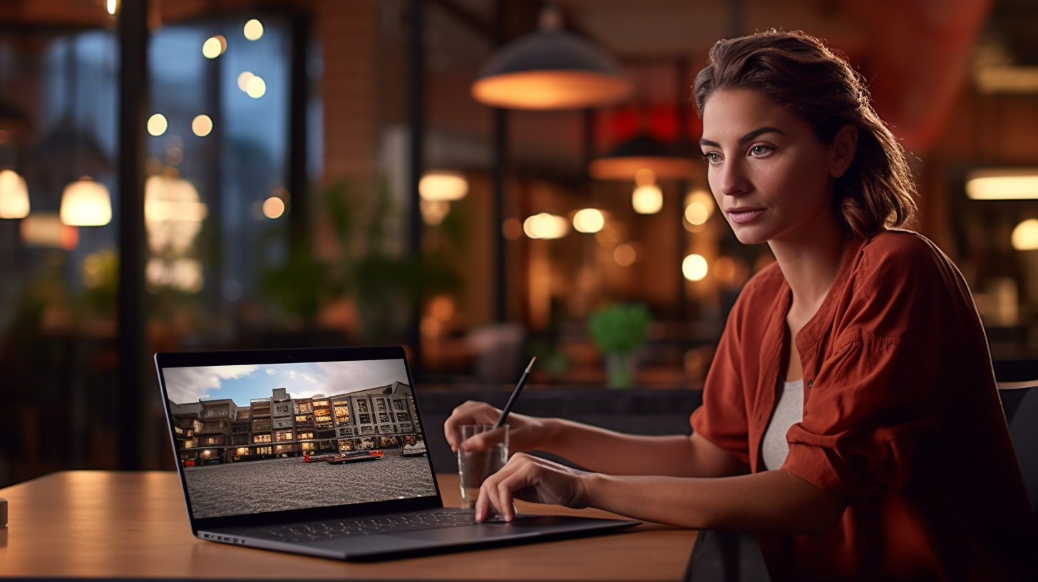 Lady booking Eagle Cars' premium airport pickups in London on a laptop