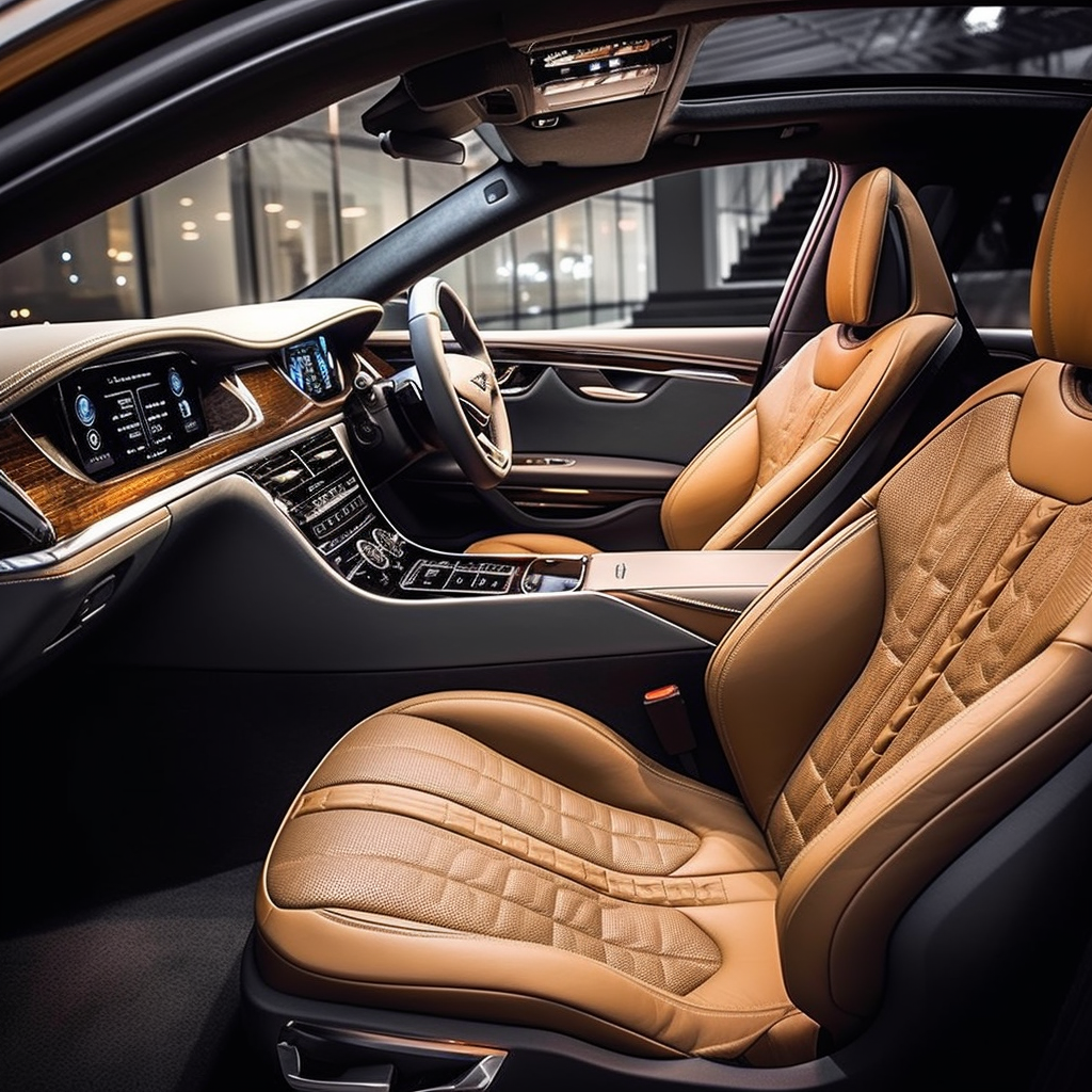 Interior of a luxury sedan used for premium airport pickups in London